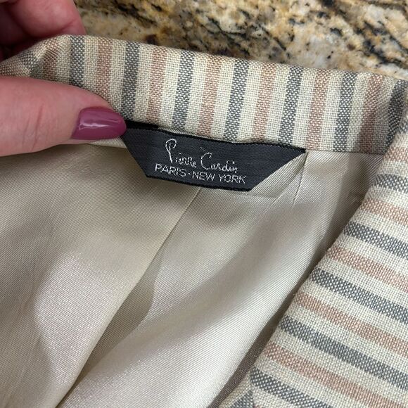 Pierre Cardin Vintage Striped Single Breasted Blazer Jacket Size M - Picture 6 of 11
